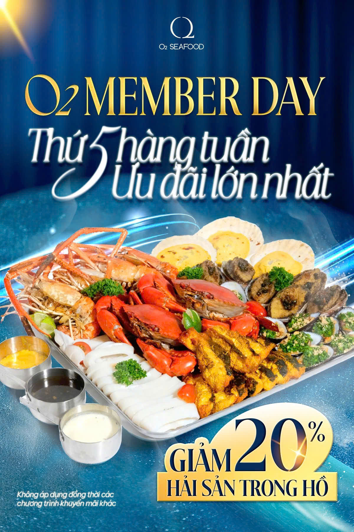 Thứ 5 hàng tuần, giảm giá 20% hải sản trong hồ.